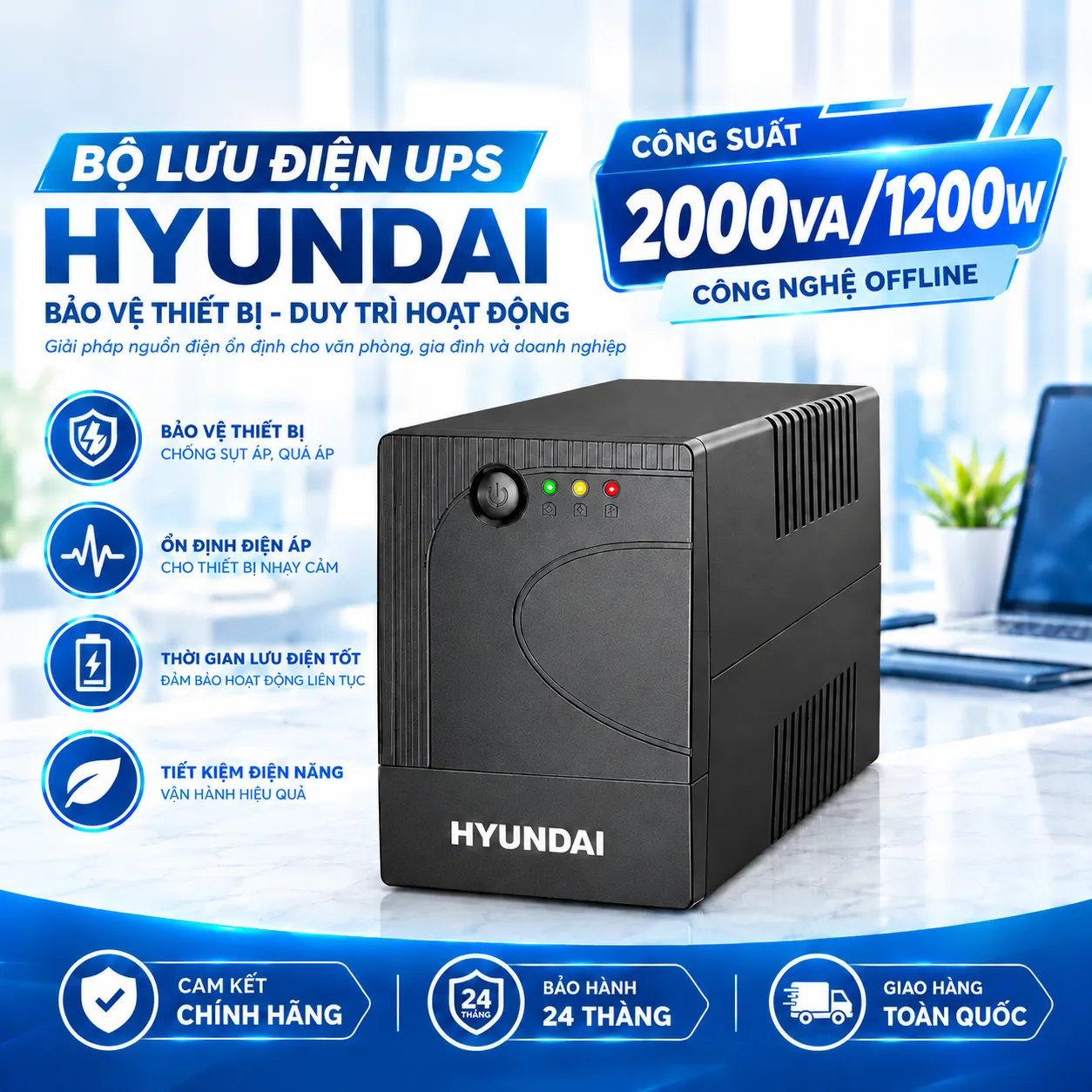 Bộ lưu điện Hyundai 2000VA HD-2000VA Bộ lưu điện Hyundai 2000VA HD-2000VA