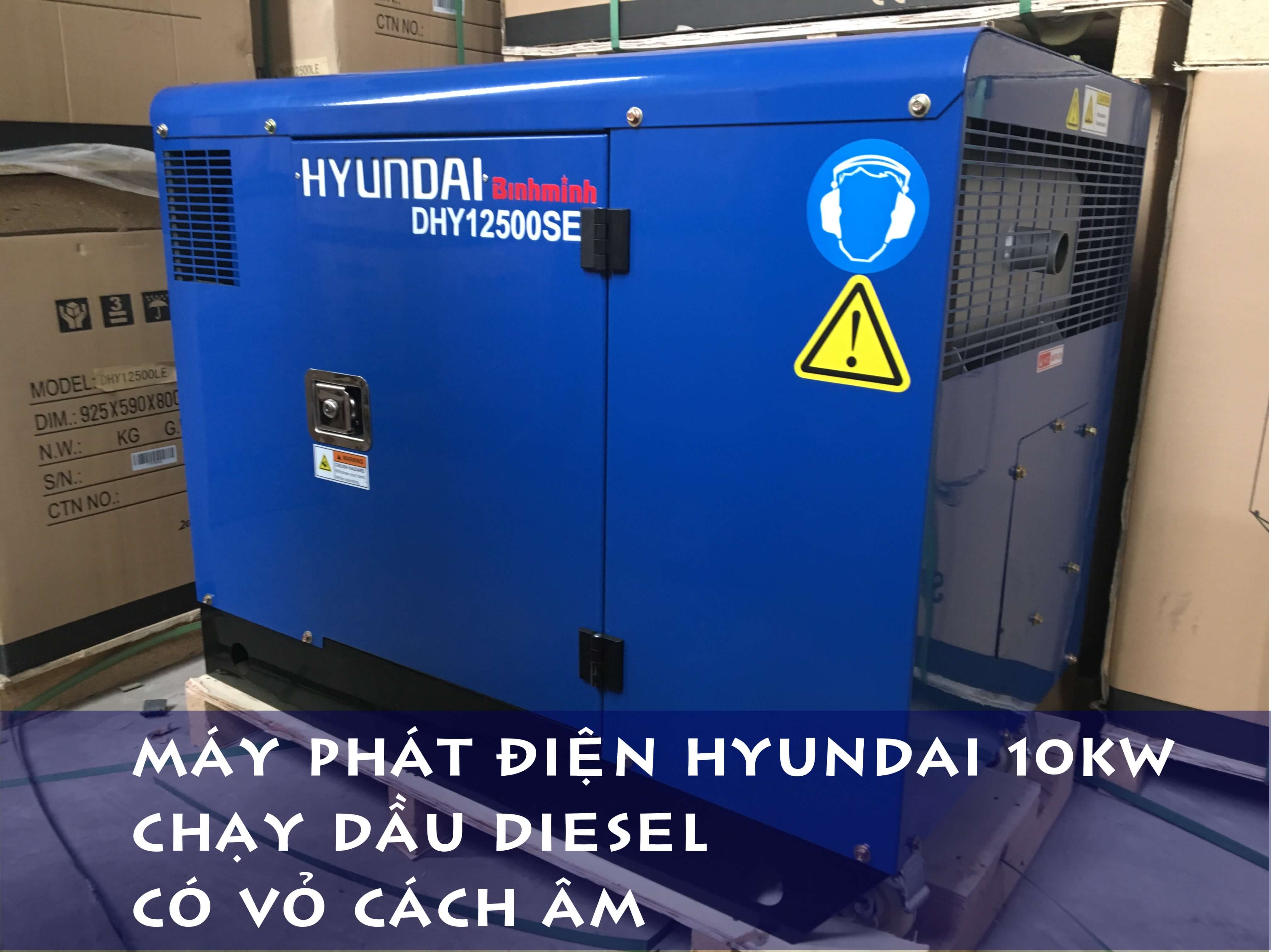 Máy phát điện Hyundai 10kva DHY12500SE tại Long An