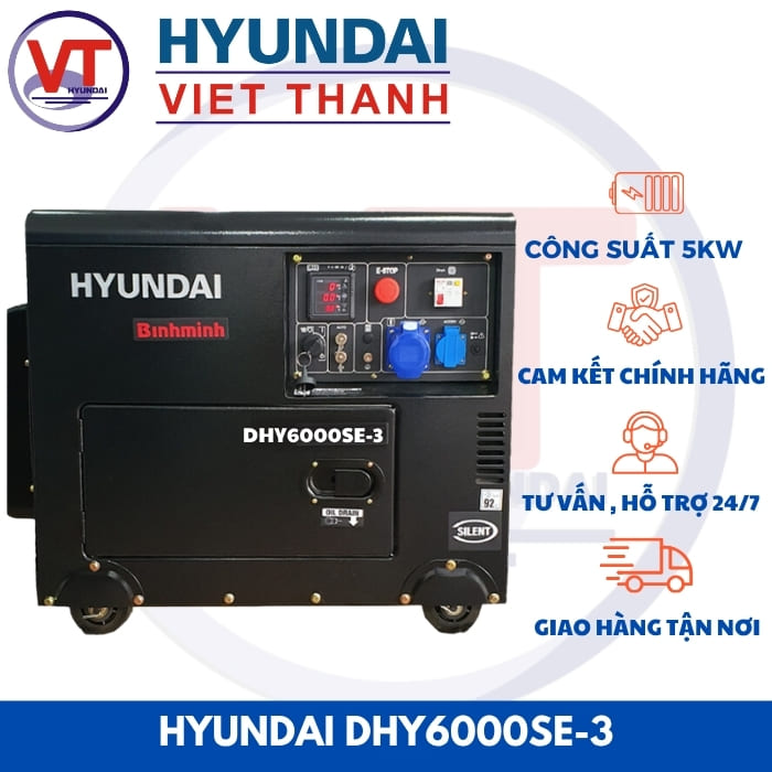 Máy phát điện Hyundai 5kw 3pha DHY6000SE-3