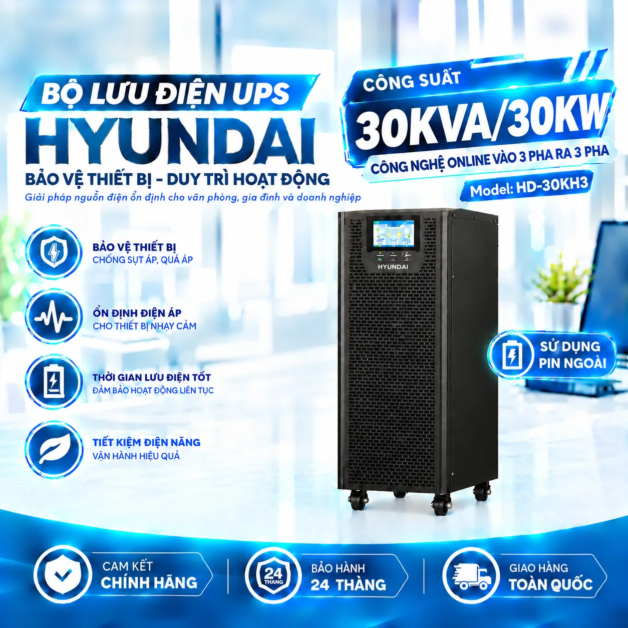 Bộ lưu điện Hyundai 30kva HD-30KH3 Bộ lưu điện Hyundai 30kva HD-30KH3