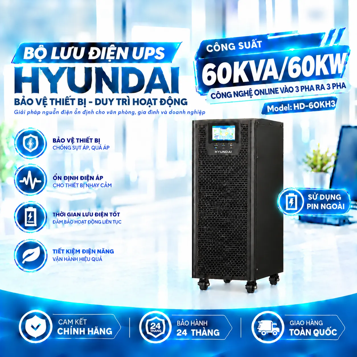 bộ lưu điện Hyundai 60kva HD-60KH3 bộ lưu điện Hyundai 60kva HD-60KH3
